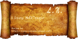 Liszy Nónusz névjegykártya